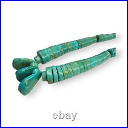 Vintage Native American Artisan Large Turquoise Heishi Statement Necklace 29 In