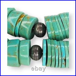 Vintage Native American Artisan Large Turquoise Heishi Statement Necklace 29 In