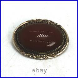 Vintage Native American Begay Sterling Silver & Carnelian Brooch Pendant