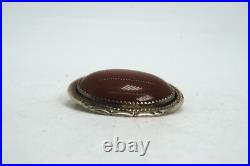 Vintage Native American Begay Sterling Silver & Carnelian Brooch Pendant