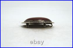 Vintage Native American Begay Sterling Silver & Carnelian Brooch Pendant