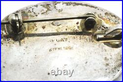 Vintage Native American Begay Sterling Silver & Carnelian Brooch Pendant