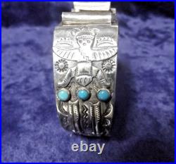 Vintage Native American Bell Trading Post Watch Cuff Very Nice