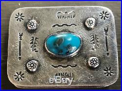 Vintage Native American BisBee Stamped Sterling Silver Pill Box