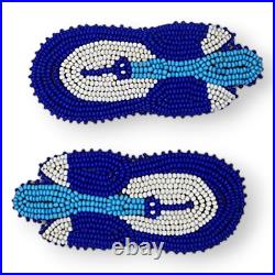 Vintage Native American Blue and White Seed Bead Barrettes Set of Two Matching
