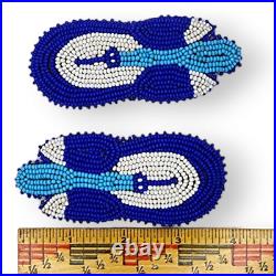Vintage Native American Blue and White Seed Bead Barrettes Set of Two Matching