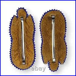 Vintage Native American Blue and White Seed Bead Barrettes Set of Two Matching