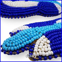 Vintage Native American Blue and White Seed Bead Barrettes Set of Two Matching