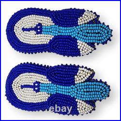Vintage Native American Blue and White Seed Bead Barrettes Set of Two Matching