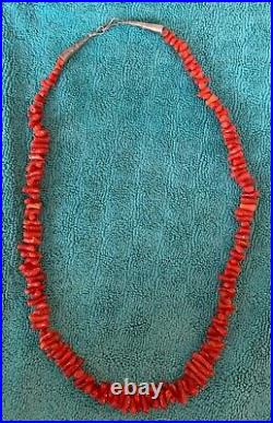 Vintage Native American Branch Coral Necklace Silver 23