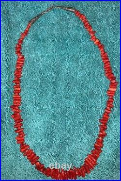 Vintage Native American Branch Coral Necklace Silver 23