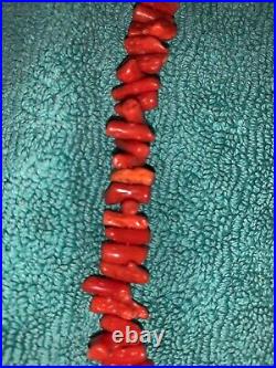 Vintage Native American Branch Coral Necklace Silver 23