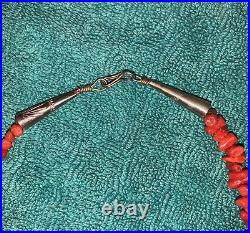 Vintage Native American Branch Coral Necklace Silver 23