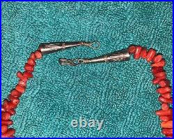 Vintage Native American Branch Coral Necklace Silver 23