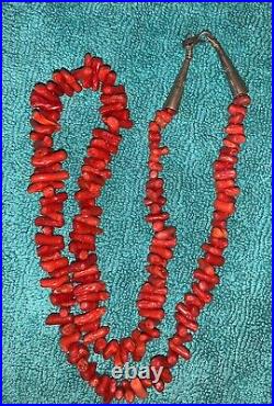 Vintage Native American Branch Coral Necklace Silver 23