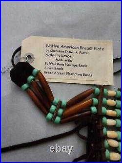 Vintage Native American Breast Plate Buffalo Bone Hairpipe Silver & Glass Bead