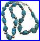 Vintage Native American Bright Blue Turquoise Bead Sterling Silver Necklace