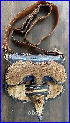 Vintage Native American Buckskin Embroidered Bandolier Bag Magnificent