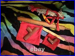 Vintage Native American Catlinite Pipestone Ceremonial Peace Pipes With Stem & Bag
