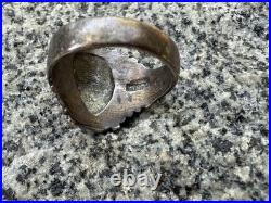 Vintage Native American Chief Men's Headdress Face Ring size 9 Sterling Silver