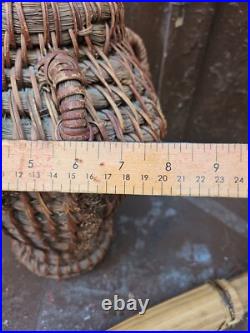 Vintage Native American Coil Reed basket Vase Jug Four Handles Must See 13