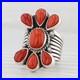 Vintage Native American Coral Ring Sterling Silver Derrick Gordon Navajo Sz 6.75