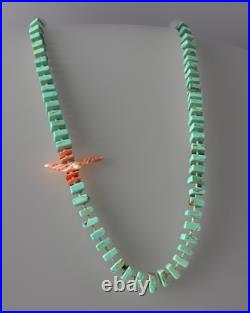 Vintage Native American Cubed Turquoise & Spiny Oyster Shell Bead Necklace 30
