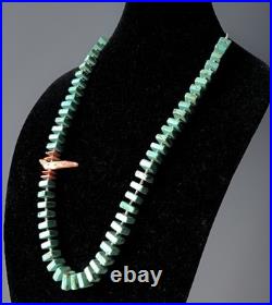 Vintage Native American Cubed Turquoise & Spiny Oyster Shell Bead Necklace 30