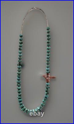 Vintage Native American Cubed Turquoise & Spiny Oyster Shell Bead Necklace 30