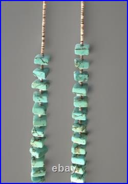 Vintage Native American Cubed Turquoise & Spiny Oyster Shell Bead Necklace 30