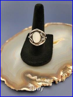 Vintage Native American Don Chee Sterling Silver Mother Of Pearl Ring Size 7