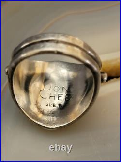 Vintage Native American Don Chee Sterling Silver Mother Of Pearl Ring Size 7
