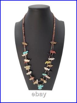 Vintage Native American Double Strand Fetish Animal Stone Various Necklace