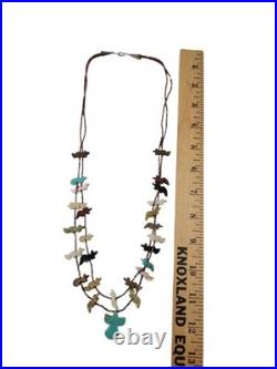 Vintage Native American Double Strand Fetish Animal Stone Various Necklace