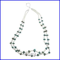 Vintage Native American Double Strand Turquoise Heishi Beaded Necklace