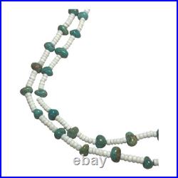 Vintage Native American Double Strand Turquoise Heishi Beaded Necklace
