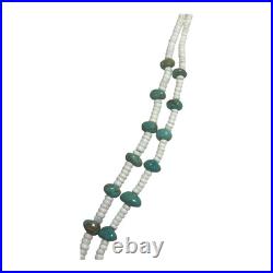 Vintage Native American Double Strand Turquoise Heishi Beaded Necklace