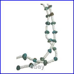 Vintage Native American Double Strand Turquoise Heishi Beaded Necklace