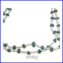 Vintage Native American Double Strand Turquoise Heishi Beaded Necklace
