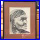 Vintage Native American Elderly Women Portrait Pencil Drawing Singed Turner