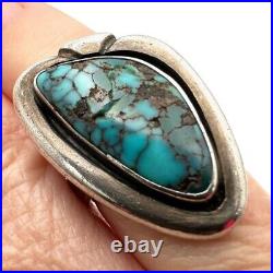 Vintage Native American Elias Martinez Ring Turquoise Blue Sterling Silver Size