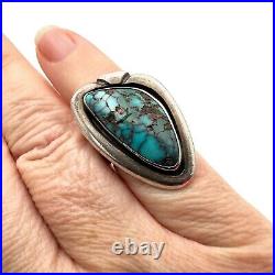 Vintage Native American Elias Martinez Ring Turquoise Blue Sterling Silver Size