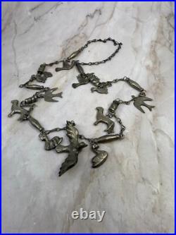 Vintage Native American Fetish Bird Pewter Necklace 28