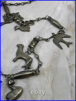 Vintage Native American Fetish Bird Pewter Necklace 28