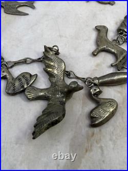 Vintage Native American Fetish Bird Pewter Necklace 28