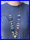 Vintage Native American Fetish Carved Animal Beaded Sterling Necklace Turquoise