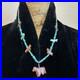 Vintage Native American Fetish HORSE Necklace Sterling Turquoise Heishi Zuni