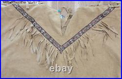 Vintage Native American Fringed Indian Beaded Shells Ceremonial Dress Large EUC