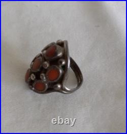 Vintage Native American Genuine Coral Snake Eye Ring by Artist B. Touchin
