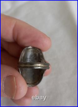 Vintage Native American Genuine Coral Snake Eye Ring by Artist B. Touchin